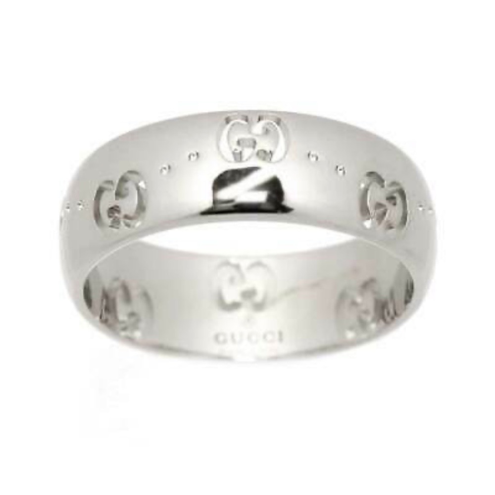 Gucci Icon Monogram White Gold ring